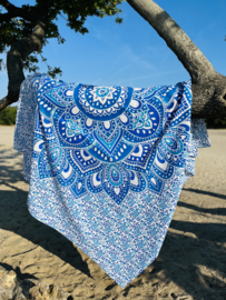 Mandala Lotus Bedsprei blauw wit ster