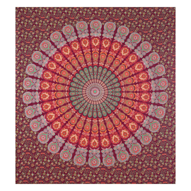 Mandala bedsprei Bordeaux Rood/oranje 