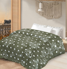 Velvet sprei deluxe - groene sterretjes