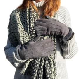 L - Grijze dames Schapenvacht handschoenen