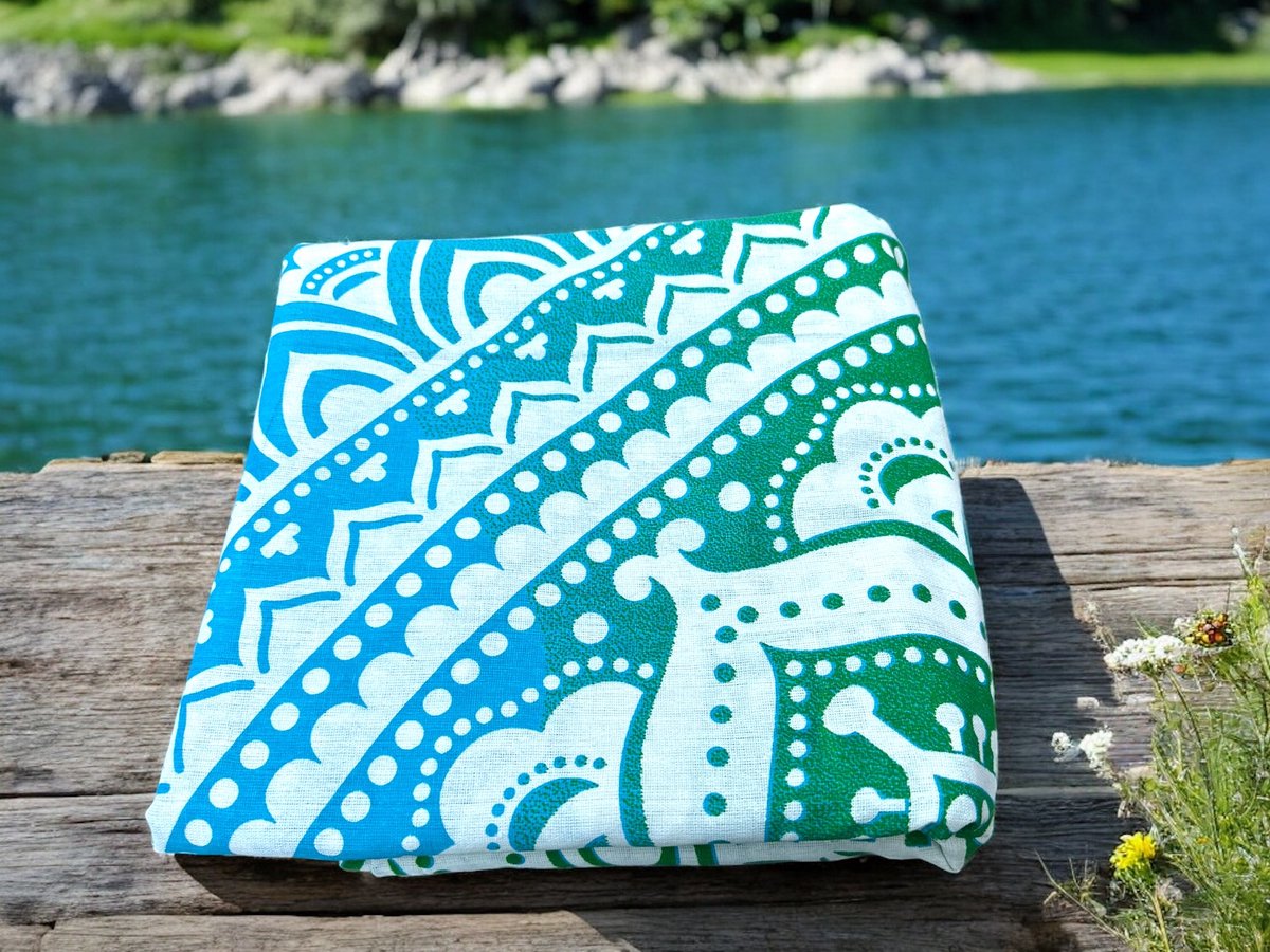 XL Strandlaken mandala Groen/Blauw