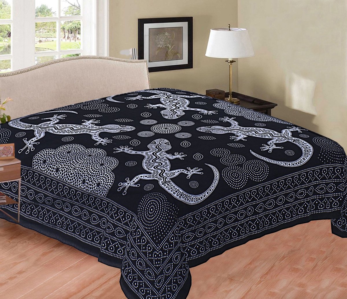 Strandlaken sprei zilver zwart