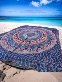 XL Strandlaken - Mandala - petrol/zalm/rood