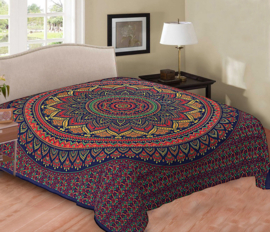 Bedsprei Blauw/Geel/rood