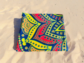XL Strandlaken - Mandala - Blauw/geel