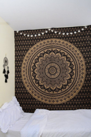 Bedsprei zwart/goud Mandala