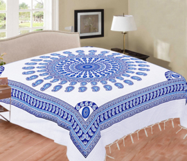 Bedsprei/laken  iBIZA mandala blauw wit