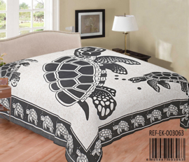 Bedsprei  - schildpad - beige/zwart