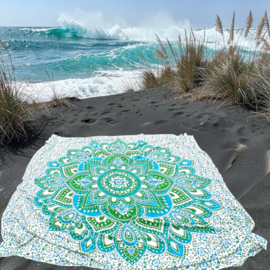 XL Strandlaken Mandala groen turkoois