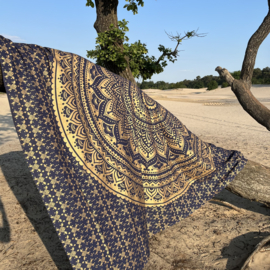 Bedsprei blauw/goud mandala