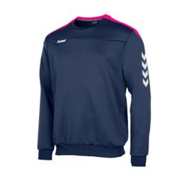 Blauwe Hummel Valencia sweater met roze tint