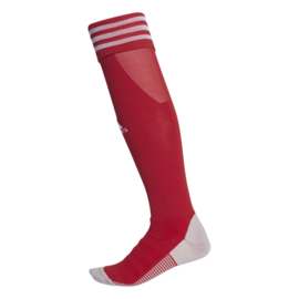Rode Adidas voetbalsokken met witte strepen