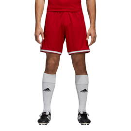Korte rode sportbroek Adidasmet witte strepen Regista 18