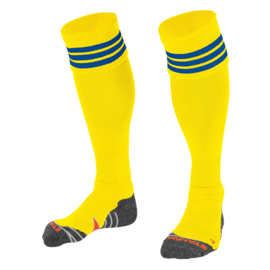 Gele sokken met blauwe ringen