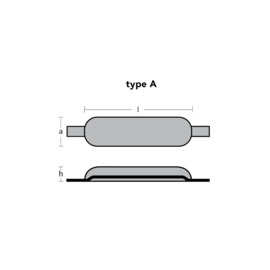 Tecnoseal Romp Anode Aluminium met strip 0,4kg (200 x 25 x 5mm)