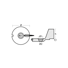 MERCURY/ MERCRUISER anode skeg voor trimtab voor 25 PK zink 00802