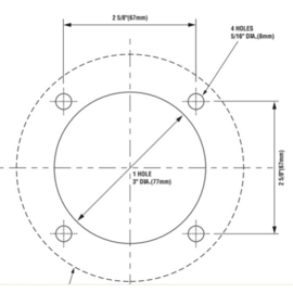 RVS Verdiepte Inbouwflens 38mm voor Hydraulische Stuurpompen