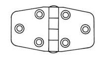 Scharnier RVS Hoogglans 38,5x72mm