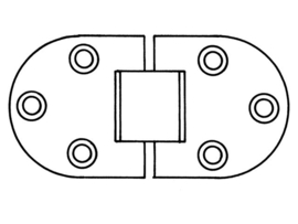 Scharnier RVS /Plaatstaal 38x76mm