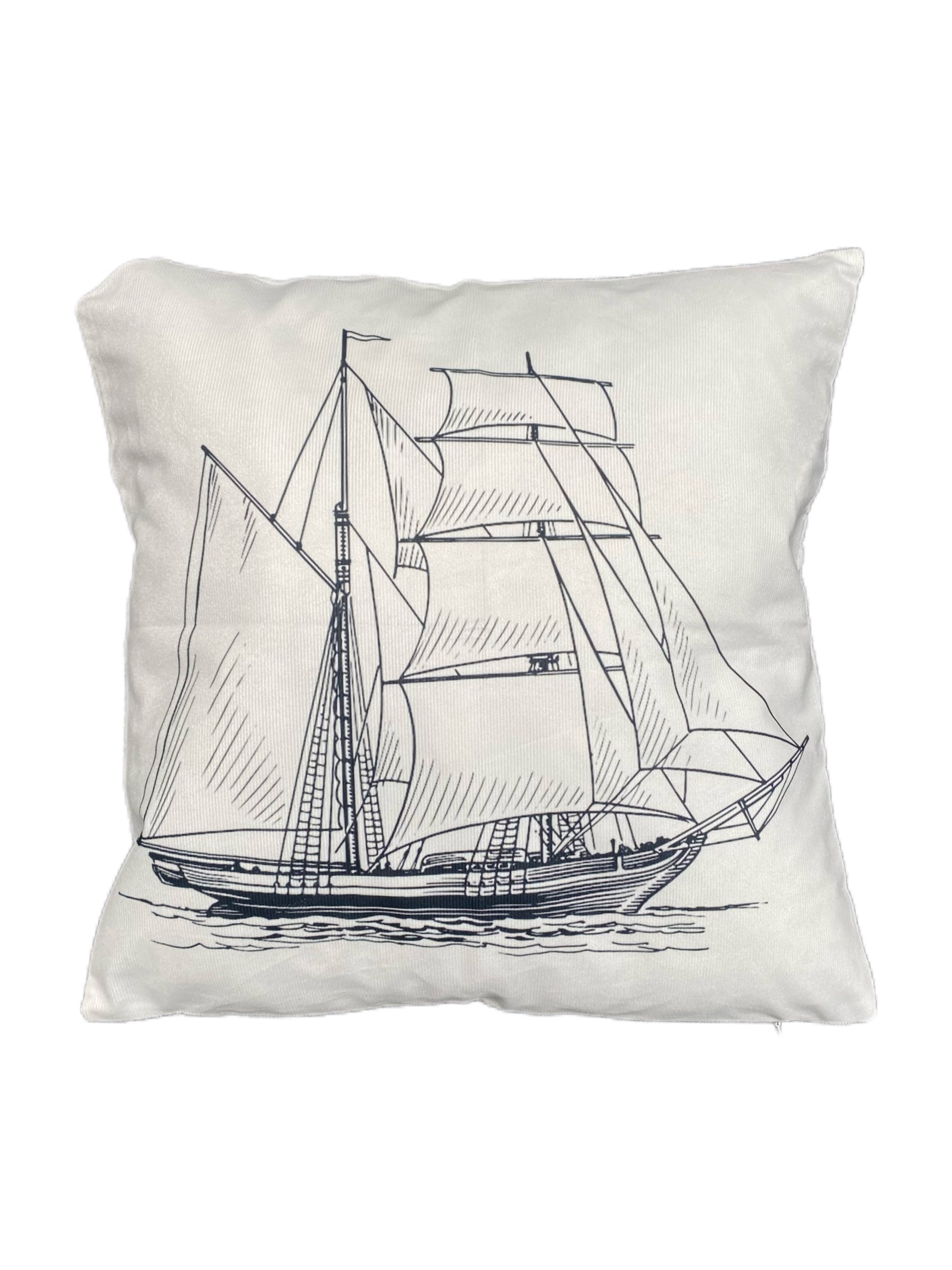Sierkussen Wit Zeilboot 45x45cm