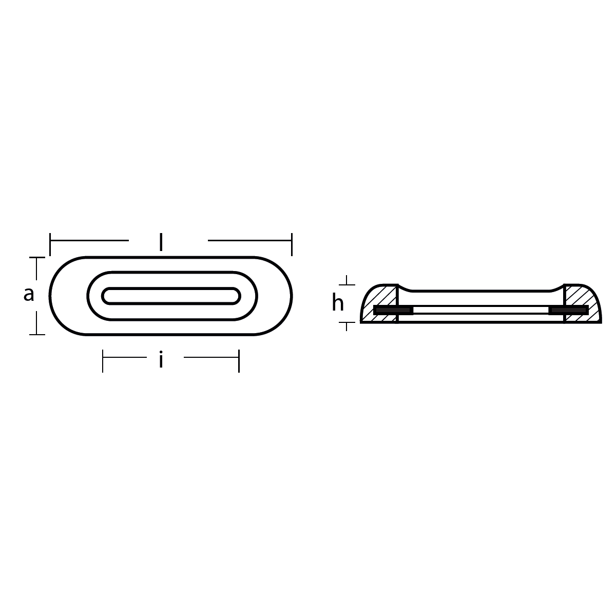 Tecnoseal Anode Fairline Aluminium 200x65x32