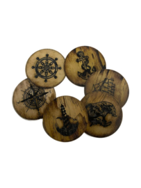 Houten Glas Onderzetters met Print 6st