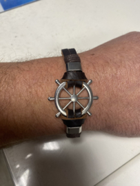 Heren Armband Bruin Leder Stuur