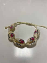Armband  Beschilderde Schelpjes Love