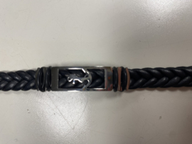 Heren Armband gevlochten Zwart Anker