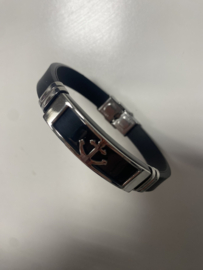 Heren Armband Zwart Anker