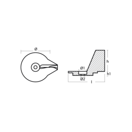 MERCURY/ MERCRUISER skeg voor trim tab 25-50PK aluminium