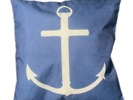 Sierkussen Blauw Anker 45x45cm