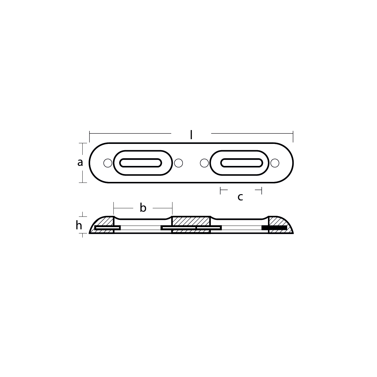 Tecnoseal Anode Fairline Aluminium 320x65x35