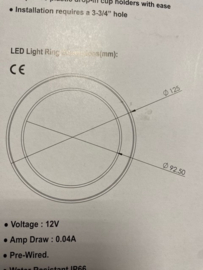 Bekerhouder RVS inbouw met Led Verlichtingsring Blauw