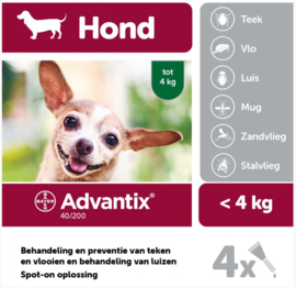 Advantix Spot On 40 0.4 ml - Anti vlooien en tekenmiddel - 4 pipet <4 kg