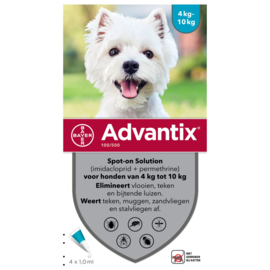 Advantix Spot On 100 1.0 ml - Anti vlooien en tekenmiddel - 4 pipet 4-10kg