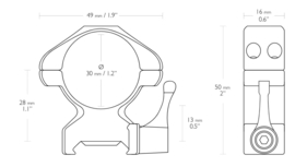 Montage Hawke  Steel Ring 30mm High Lever Weaver 23017