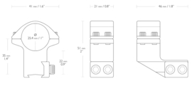 Montage Hawke  1'' High Extention 25mm 9-11mm Dovetail 22120