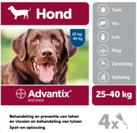 Advantix Spot On 400 4 ml - Anti vlooien en tekenmiddel - 4 pipet 25-40 kg