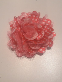 Chiffon bloem met tule licht roze met dots