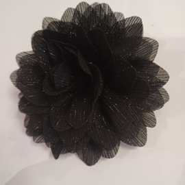 zwart bloem glitters 9cm met alligator en anti slip