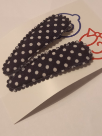 Haarspeldje 5 cm donker blauw polkadot