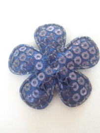 Bloem 3.5 cm blauw pailletten
