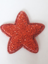 Ster applicatie 25 mm glitter rood