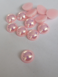 Flatbacks 10 mm parelmoer licht roze