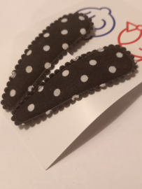 Haarspeldje 5 cm zwart polkadot