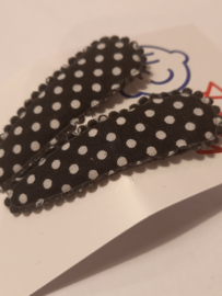 Haarspeldje 5 cm zwart veel polkadot