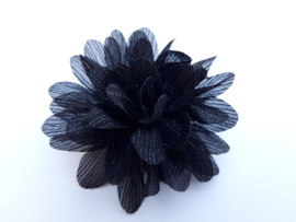 Haar bloem 7cm glitter zwart