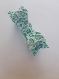 glitter aqua strik met patroon strik