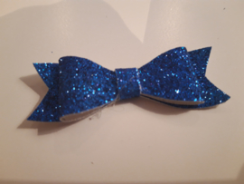 Strik zonder clip royale blauw glitter